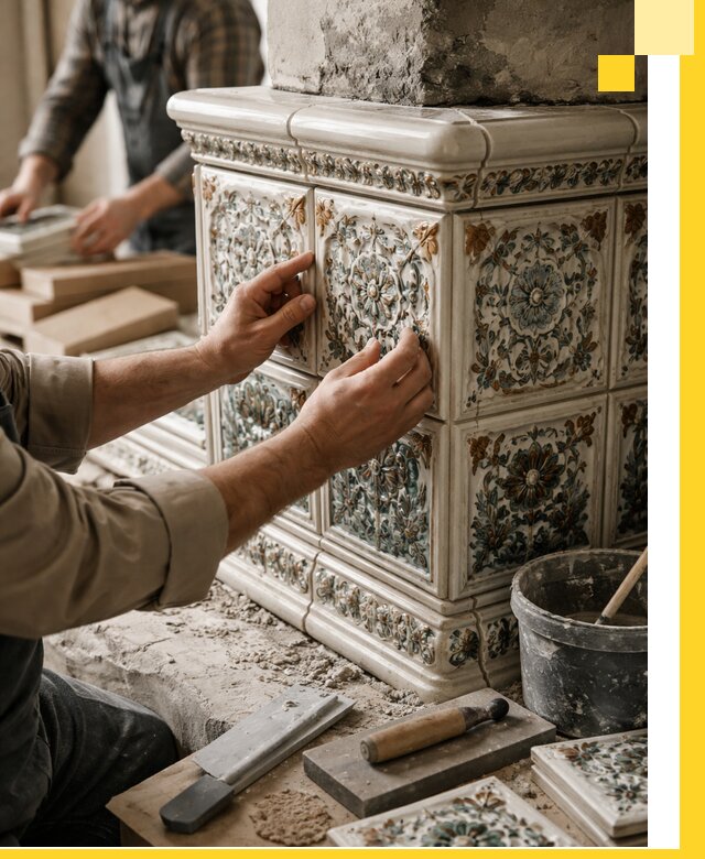 Изразцовые камины под ключ в Калининграде: проект и монтаж