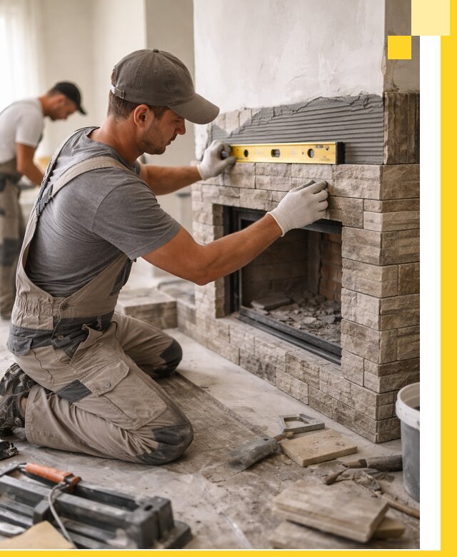 Облицовка каминов в Калининграде, монтаж и отделка натуральным камнем