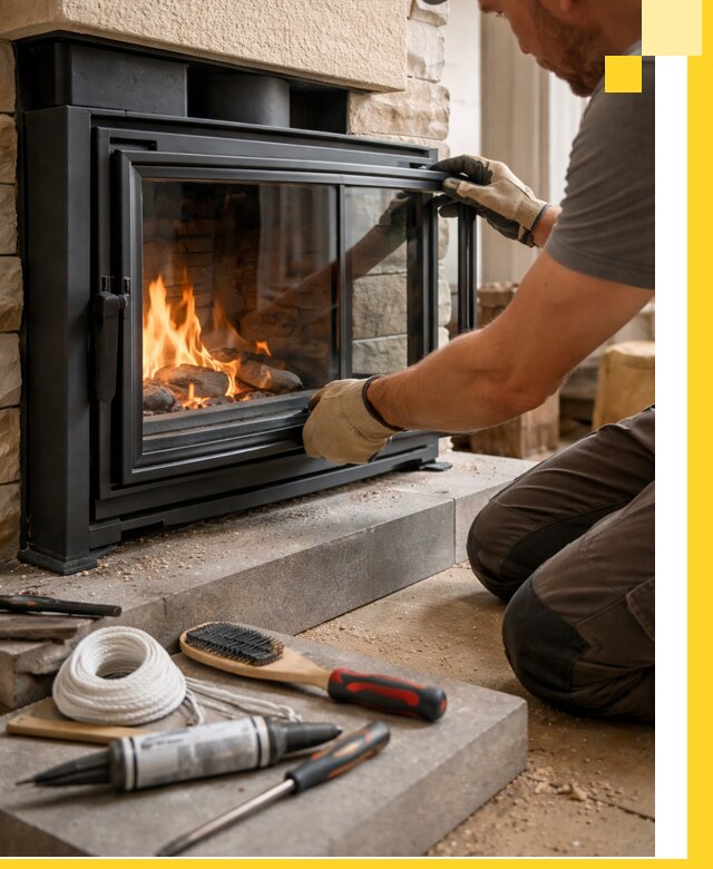 Производство, монтаж и доставка каминов со стеклом в Калининграде