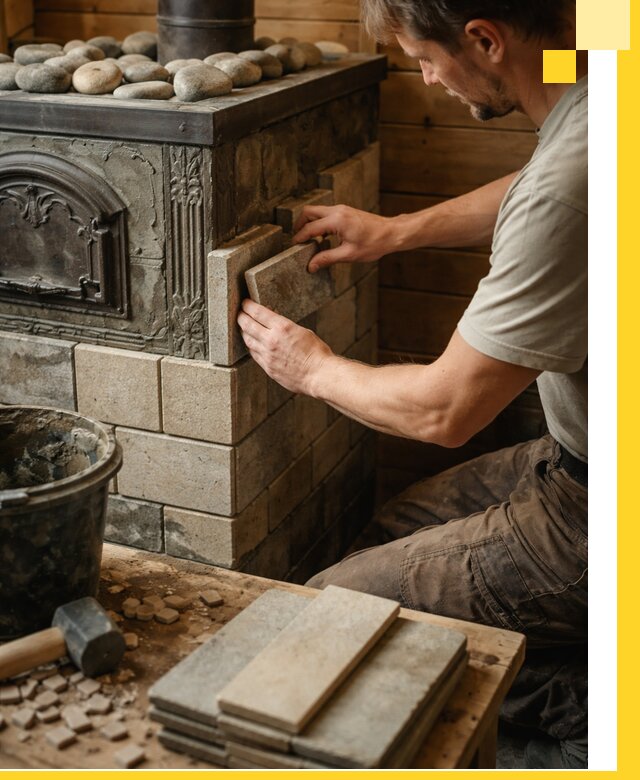 Облицовка банных печей в Калининграде профессиональная отделка