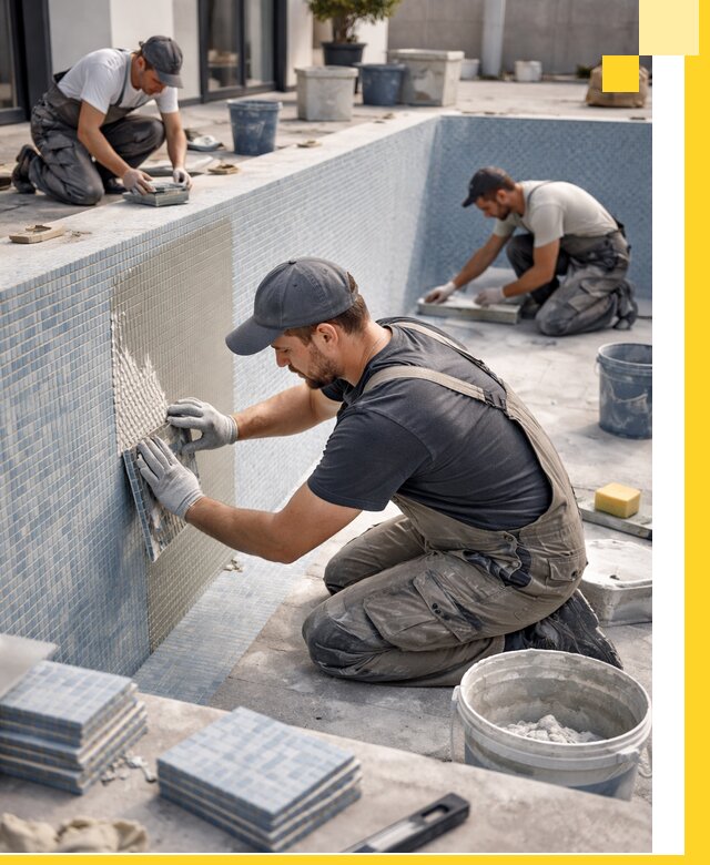 Облицовка бассейнов в Калининграде плитка мозаика гидроизоляция