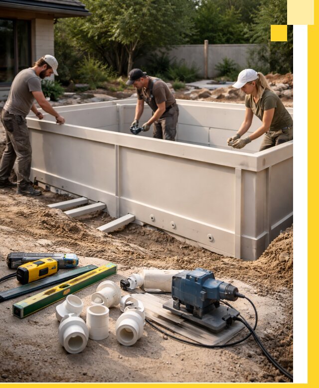 Установка полипропиленовых бассейнов под ключ в Калининграде