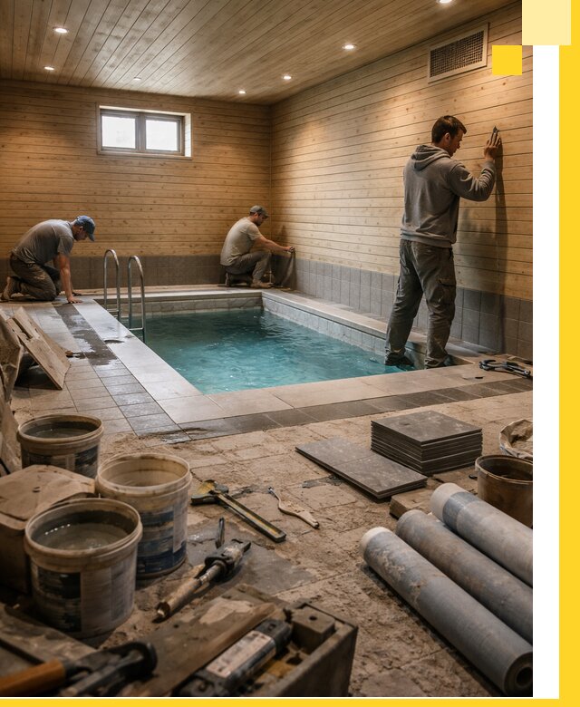 Строительство бани с бассейном и сауной под ключ в Калининграде