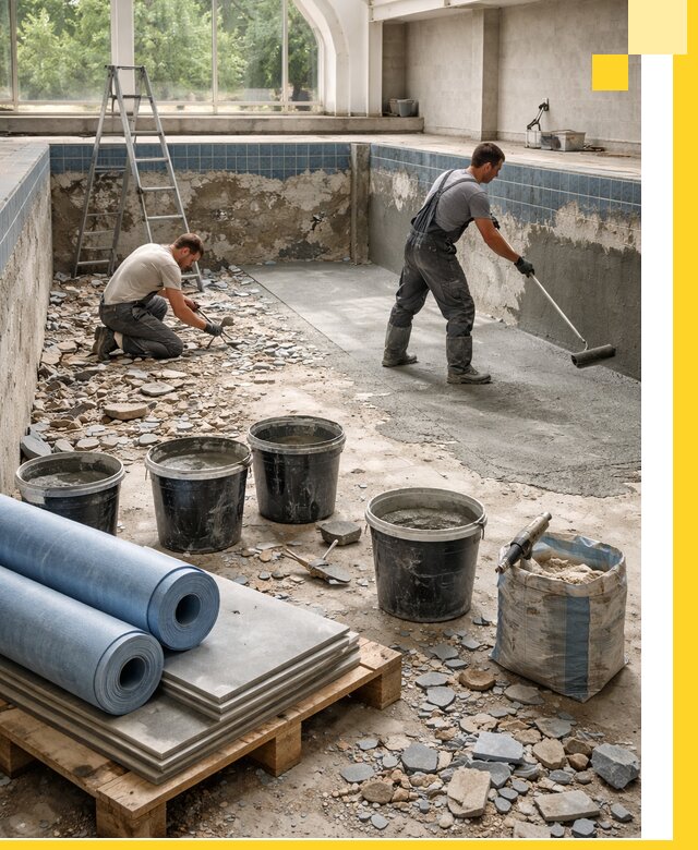 Реконструкция бассейнов в Калининграде: ремонт, гидроизоляция