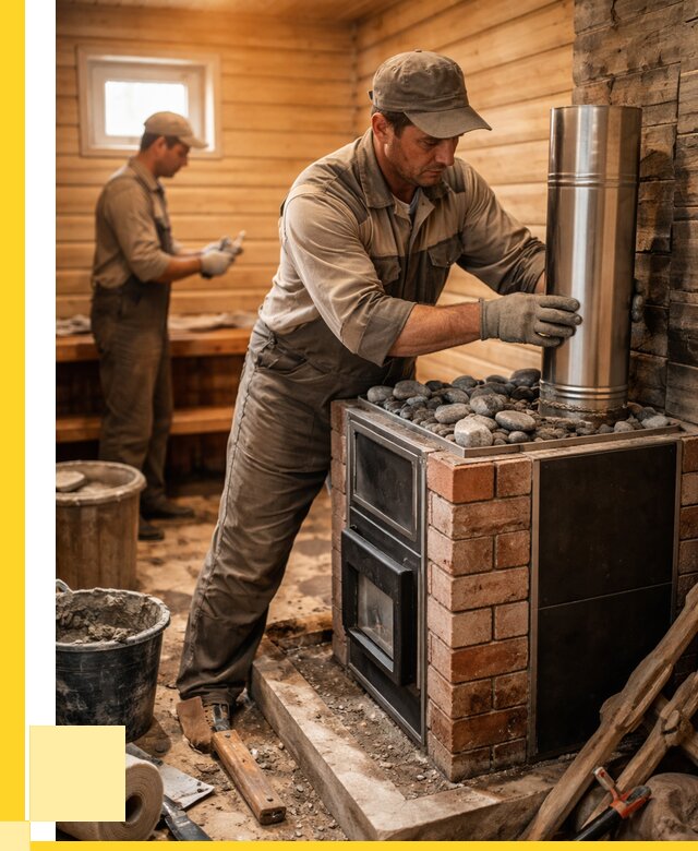 Монтаж печи в бане под ключ в Калининграде от 20236 р. | ЭриданКлн