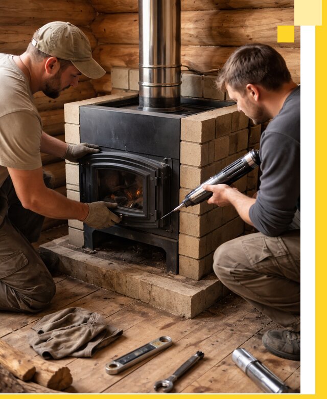 Монтаж и установка печи в бане под ключ с гарантией в Калининграде