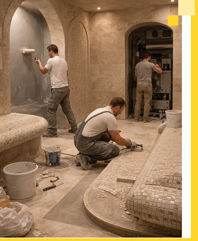 Строительство бани с хамамом и бассейном под ключ в Калининграде