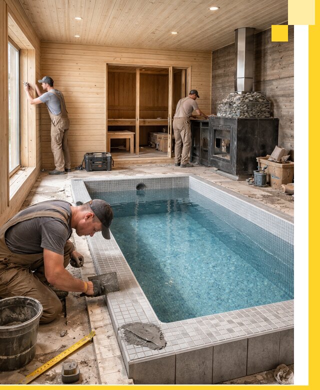 Проект бани с бассейном и сауной в Калининграде под ключ