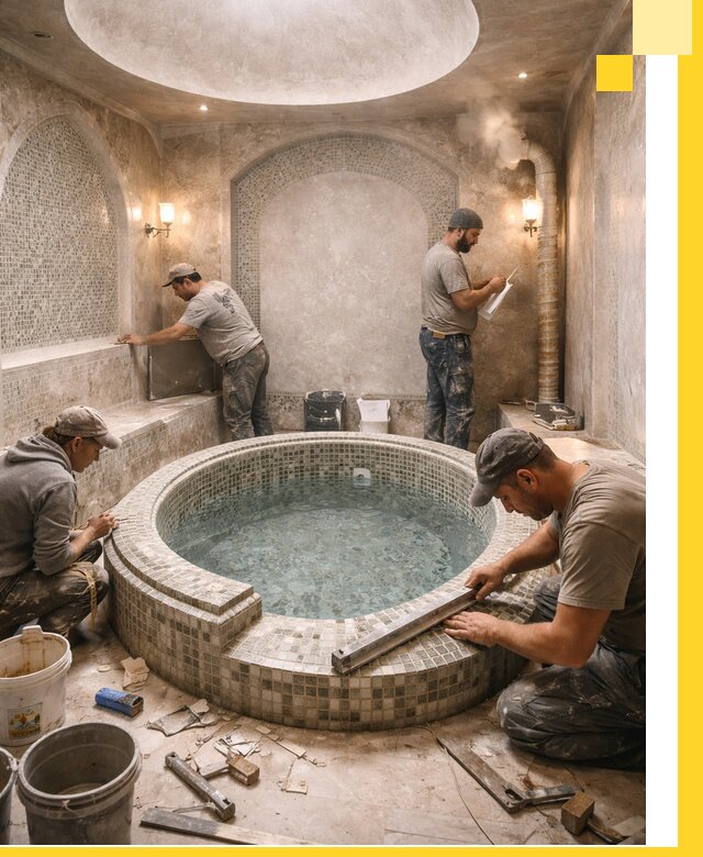 Профессиональное строительство хамама с бассейном в Калининграде под ключ