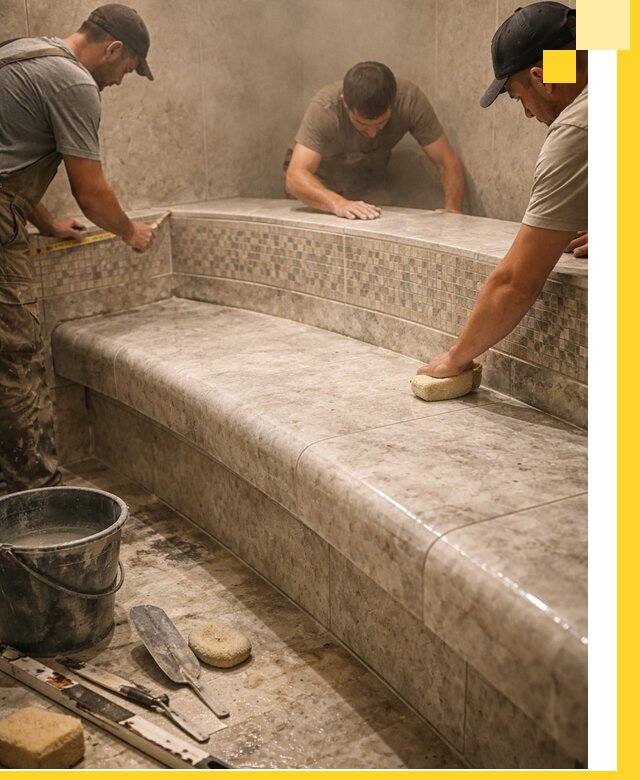 Изготовление и установка сидений для хамама в Калининграде